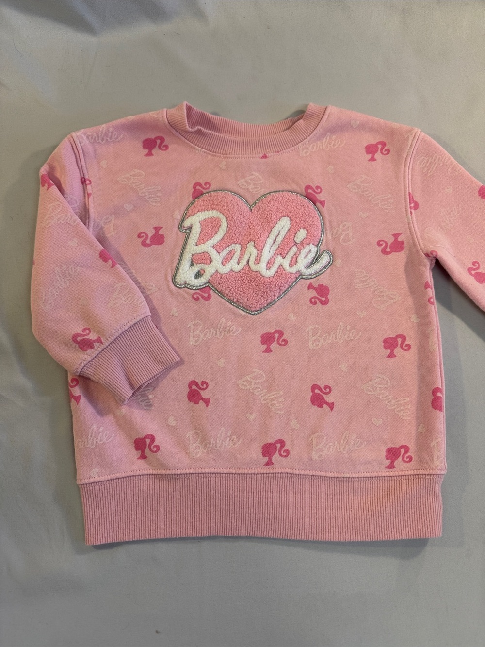 Mattel Barbie Pink Heart Logo Pullover Sweatshirt for Kids